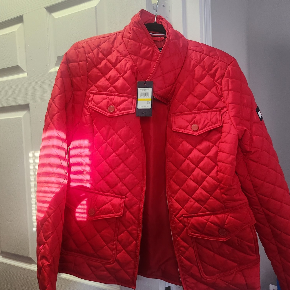 Tommy Hilfiger Red Quilted Bomber Jacket